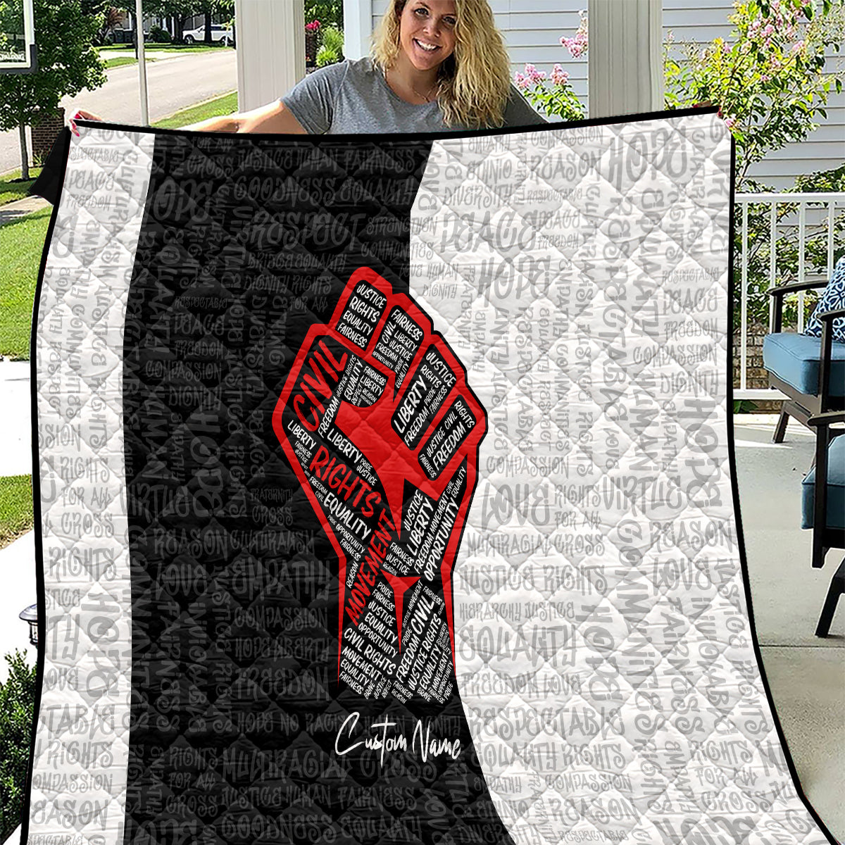 Personalized Civil Rights Movement Justice Fist Quilt - Wonder Print Shop