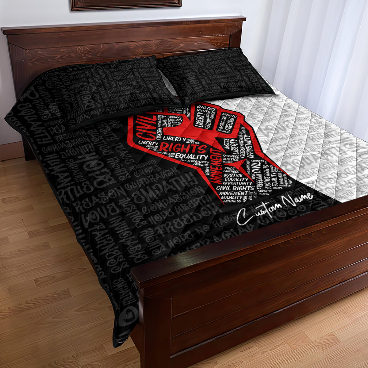 Personalized Civil Rights Movement Justice Fist Quilt Bed Set - Wonder Print Shop