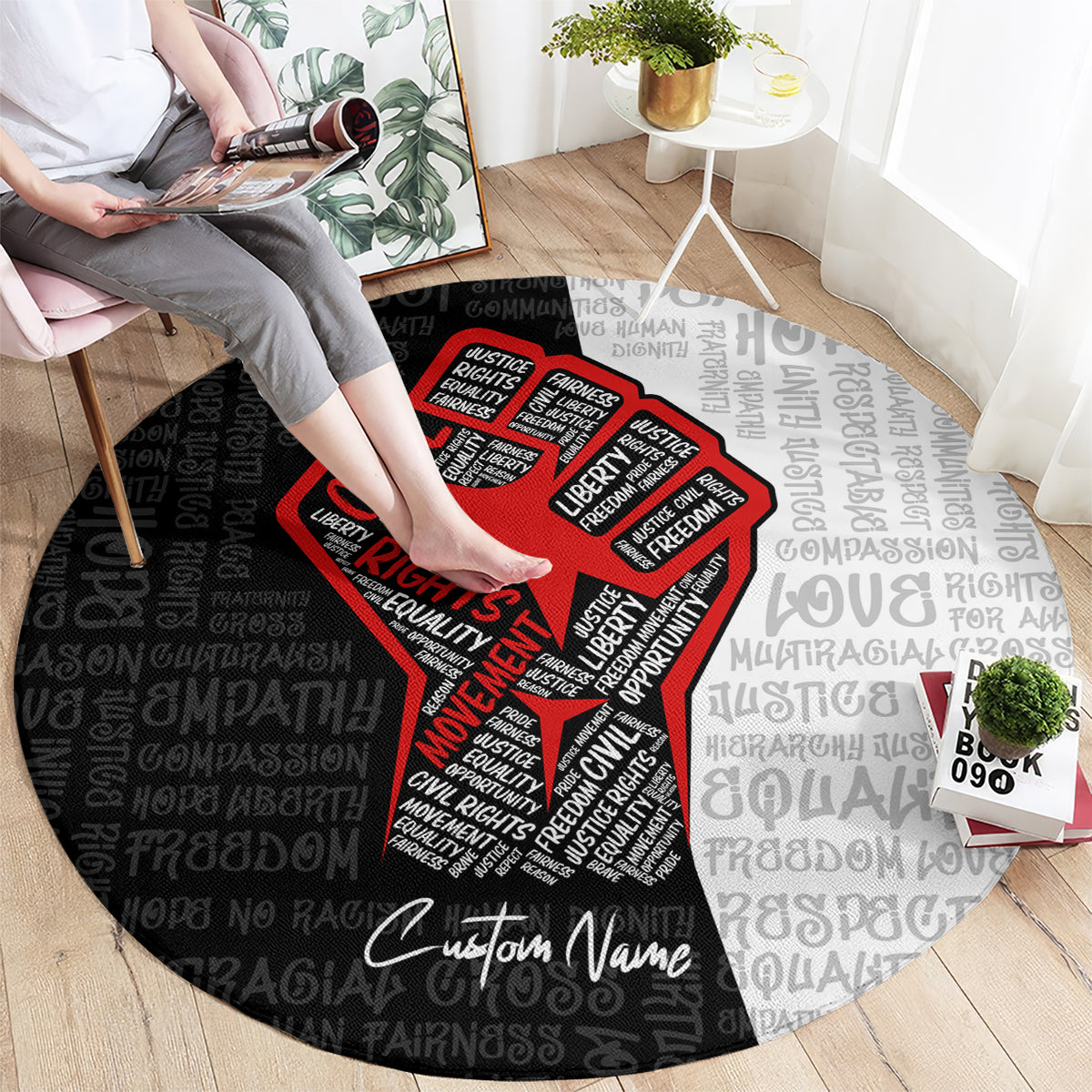 Personalized Civil Rights Movement Justice Fist Round Carpet