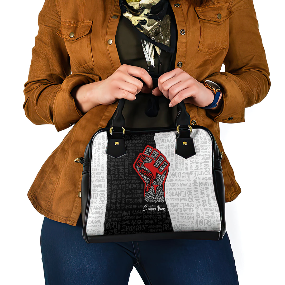 Personalized Civil Rights Movement Justice Fist Shoulder Handbag