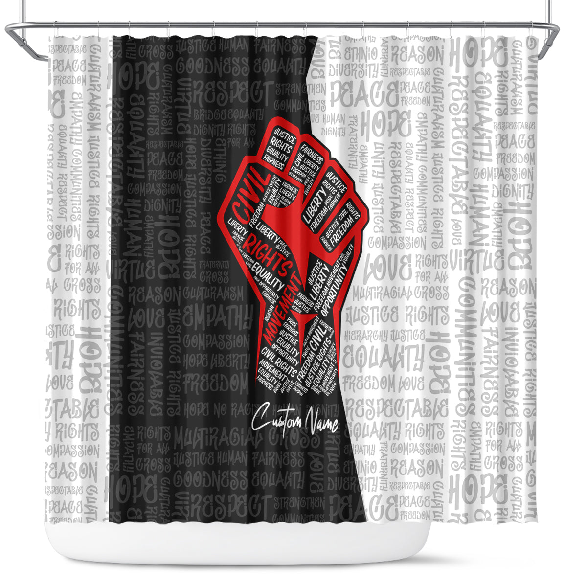 Personalized Civil Rights Movement Justice Fist Shower Curtain