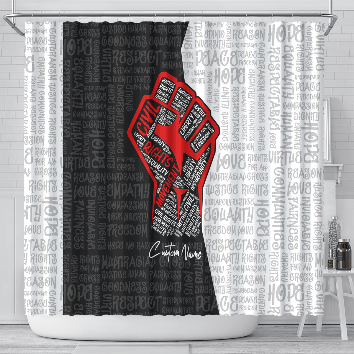 Personalized Civil Rights Movement Justice Fist Shower Curtain