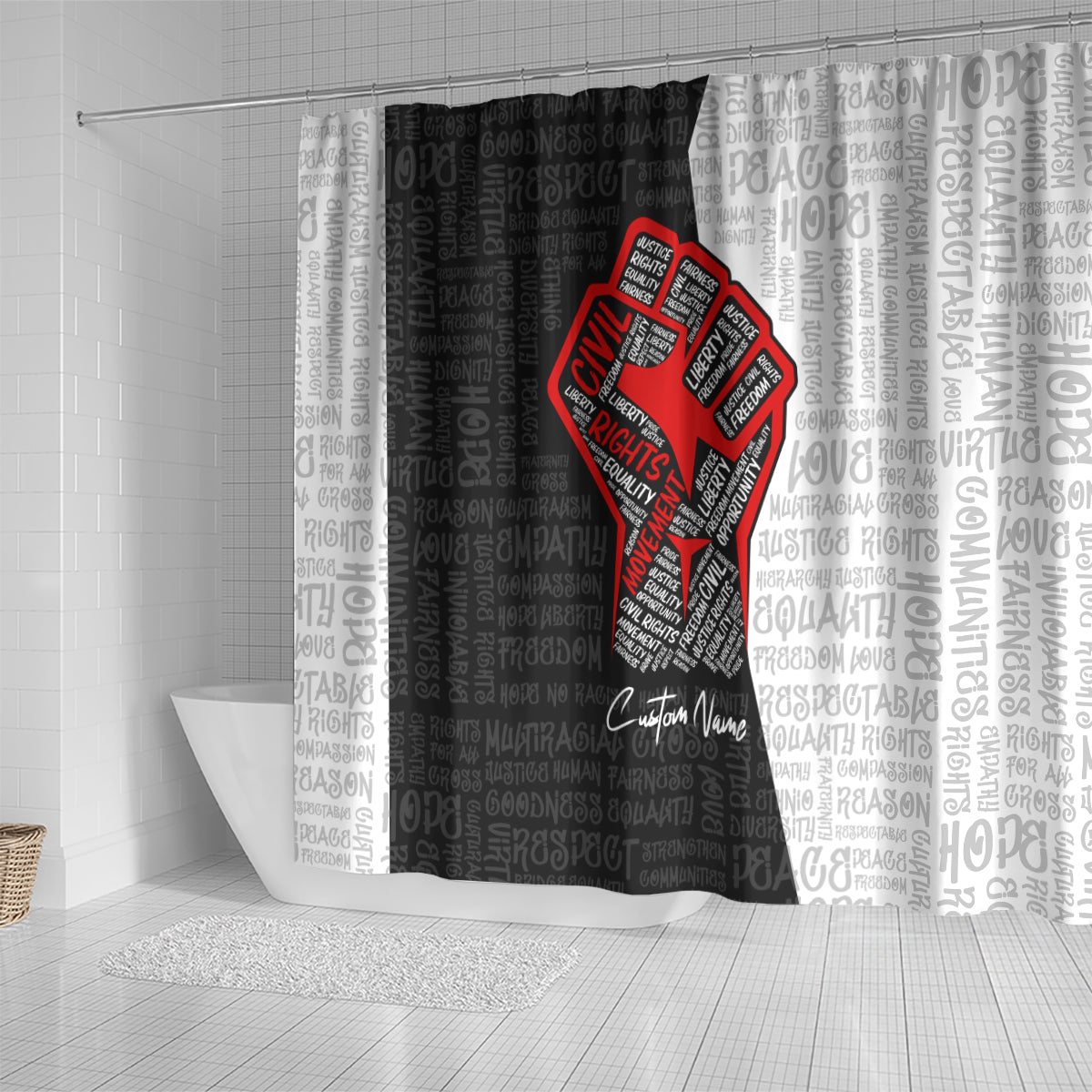 Personalized Civil Rights Movement Justice Fist Shower Curtain