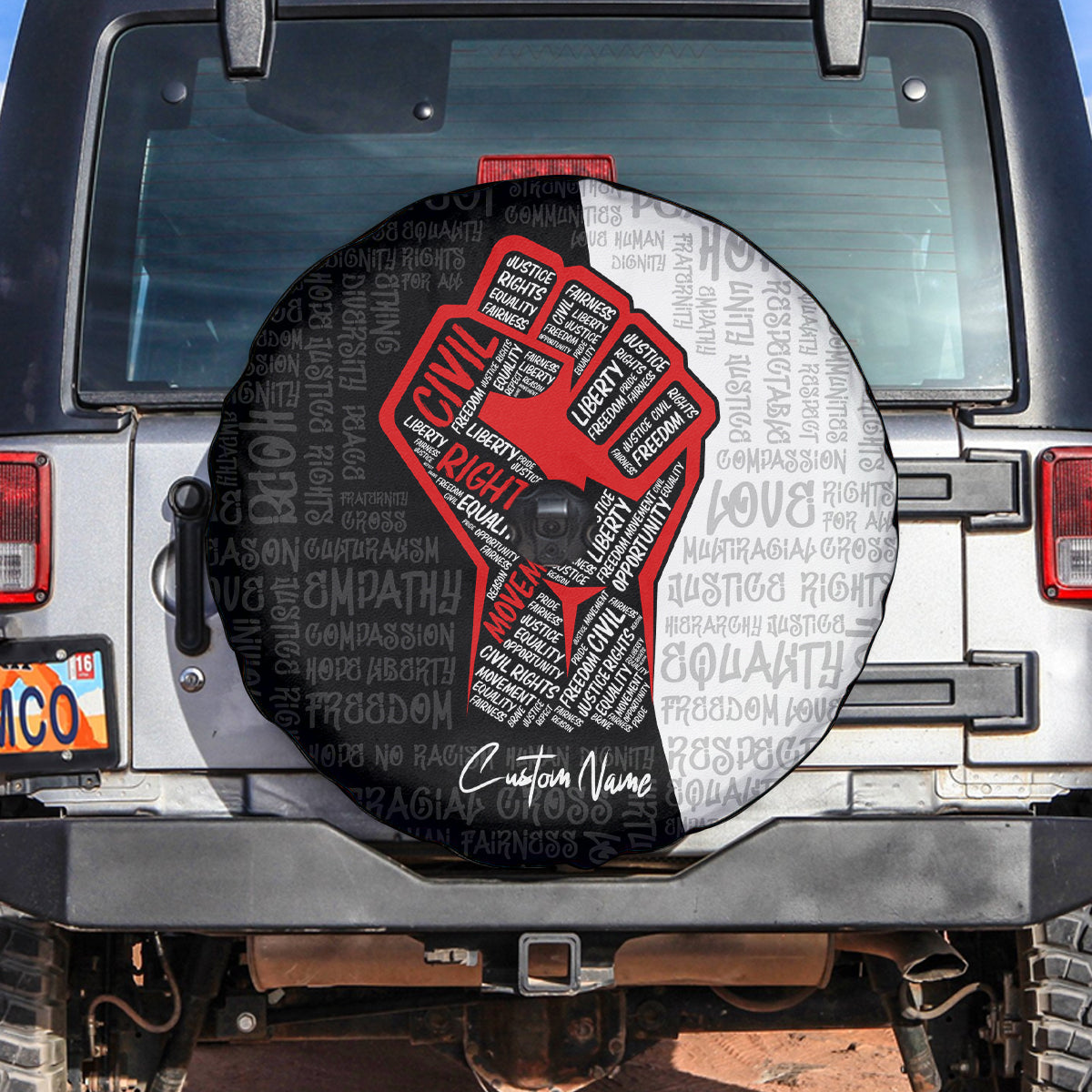 Personalized Civil Rights Movement Justice Fist Spare Tire Cover - Wonder Print Shop