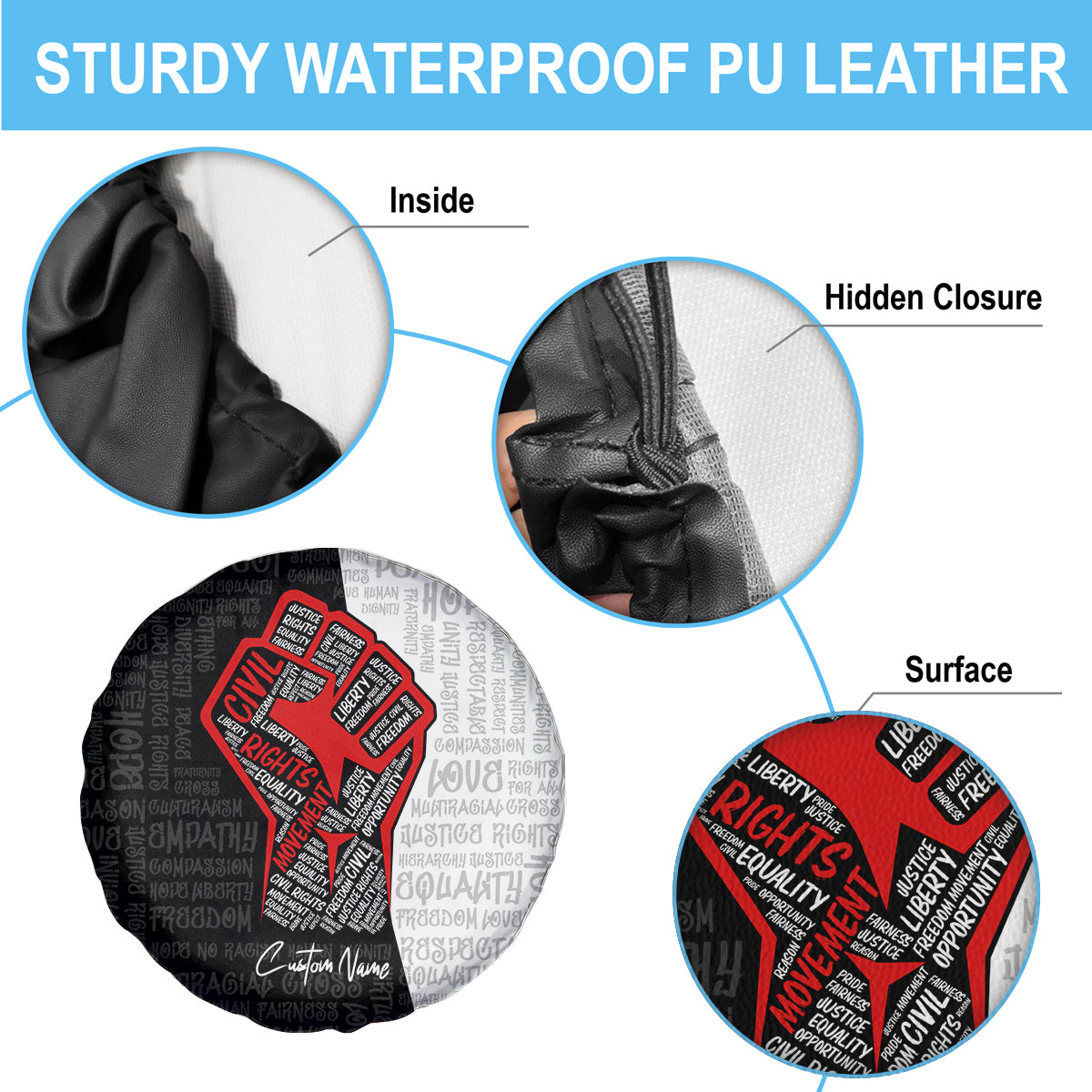 Personalized Civil Rights Movement Justice Fist Spare Tire Cover - Wonder Print Shop