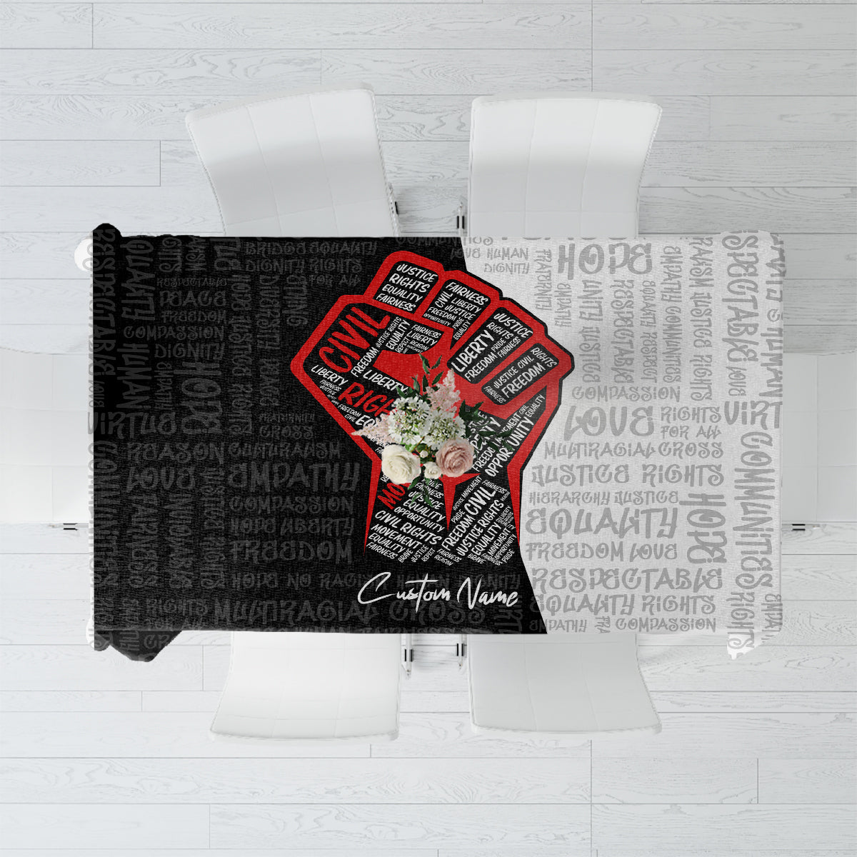 Personalized Civil Rights Movement Justice Fist Tablecloth - Wonder Print Shop