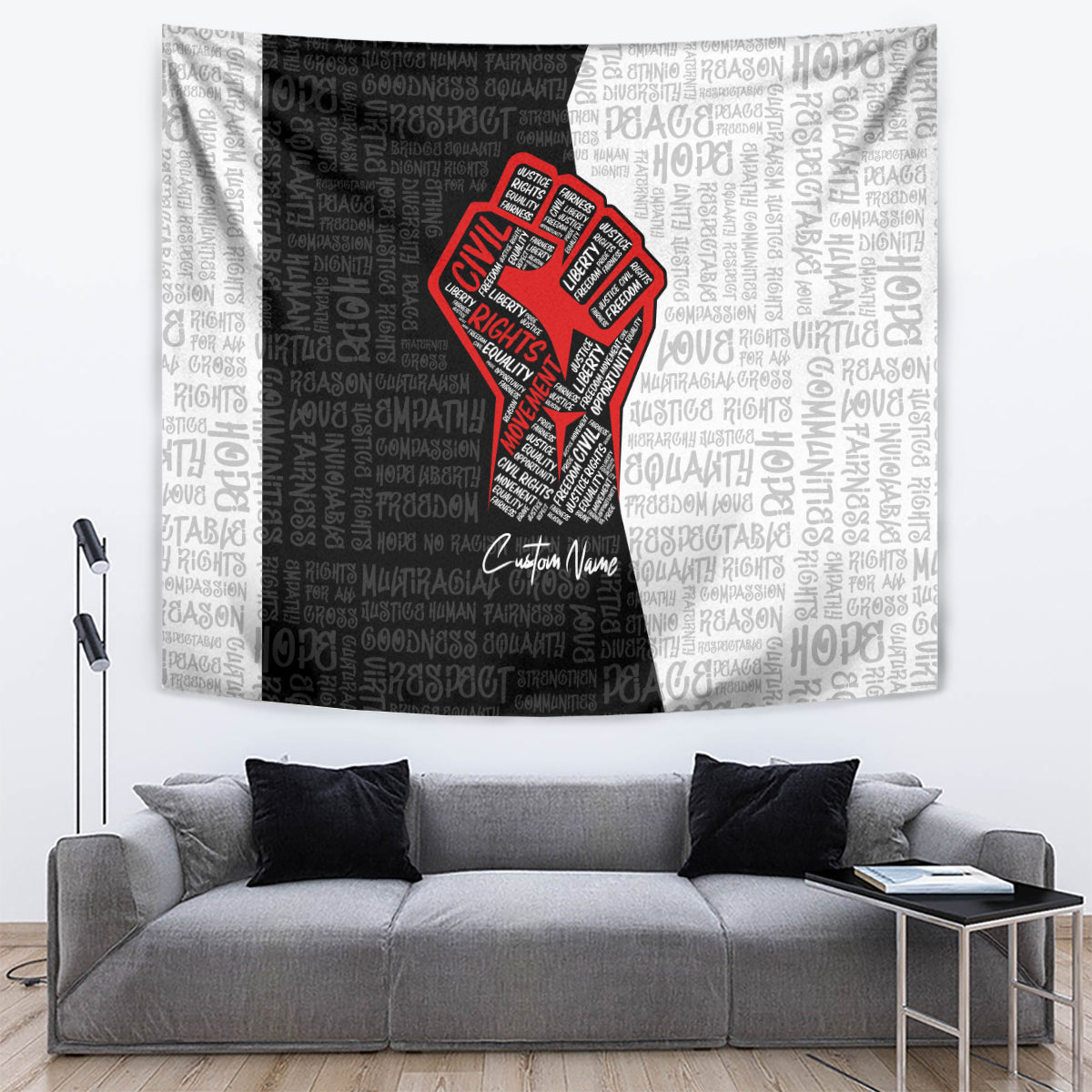 Personalized Civil Rights Movement Justice Fist Tapestry - Wonder Print Shop