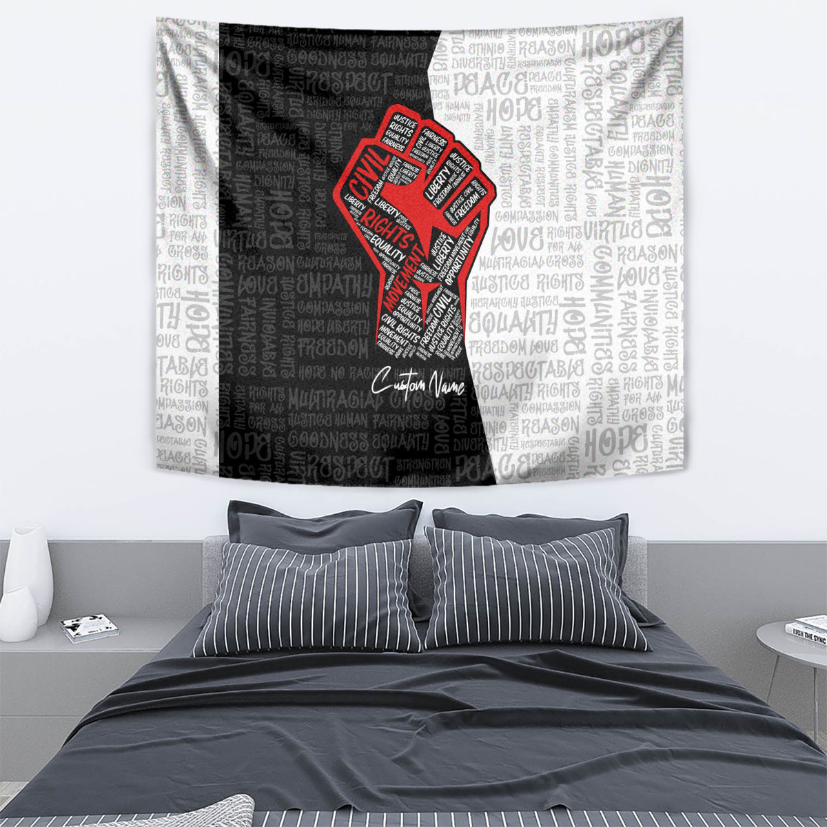Personalized Civil Rights Movement Justice Fist Tapestry - Wonder Print Shop
