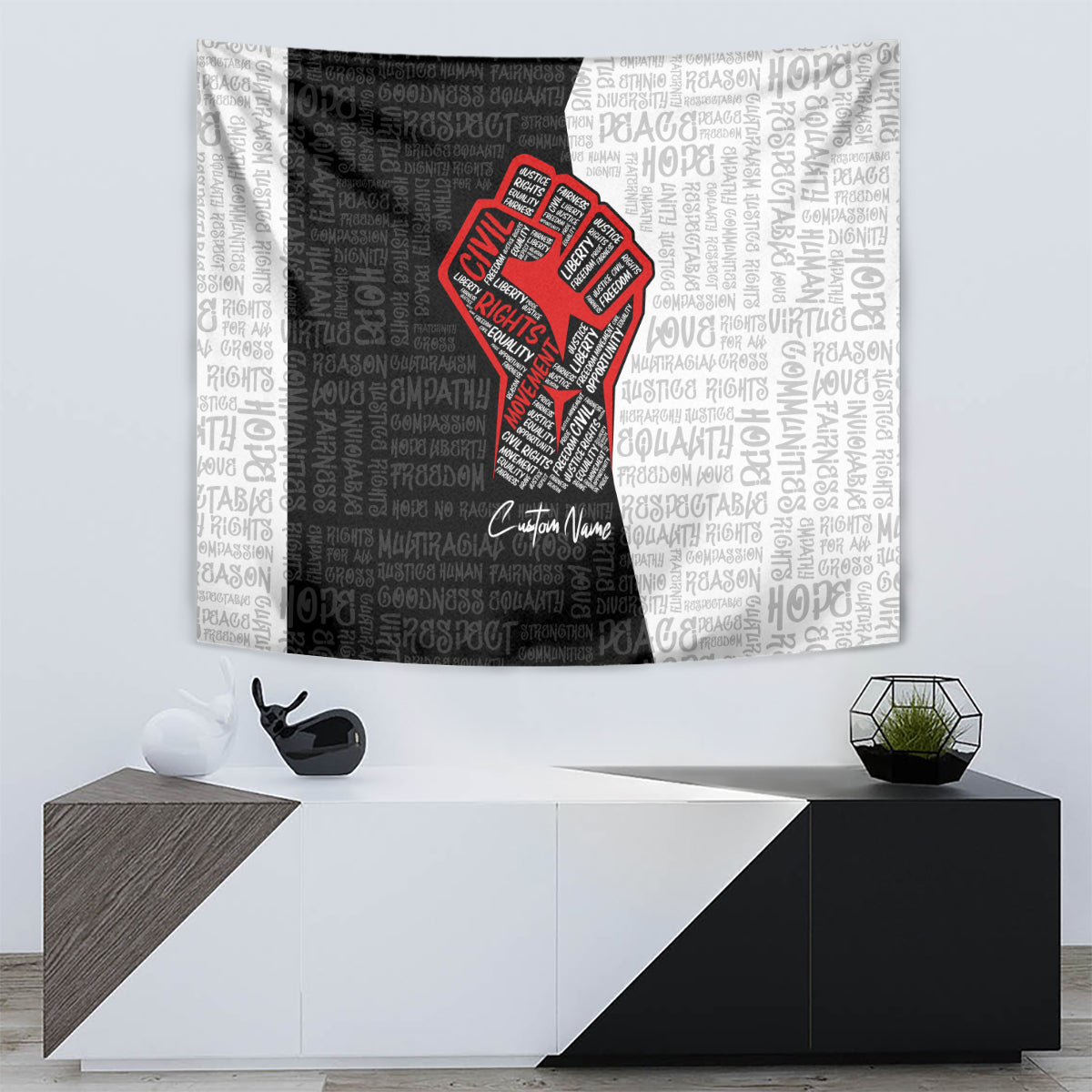 Personalized Civil Rights Movement Justice Fist Tapestry - Wonder Print Shop