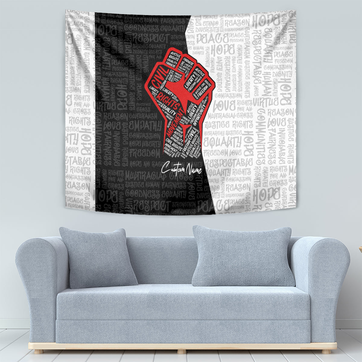 Personalized Civil Rights Movement Justice Fist Tapestry - Wonder Print Shop