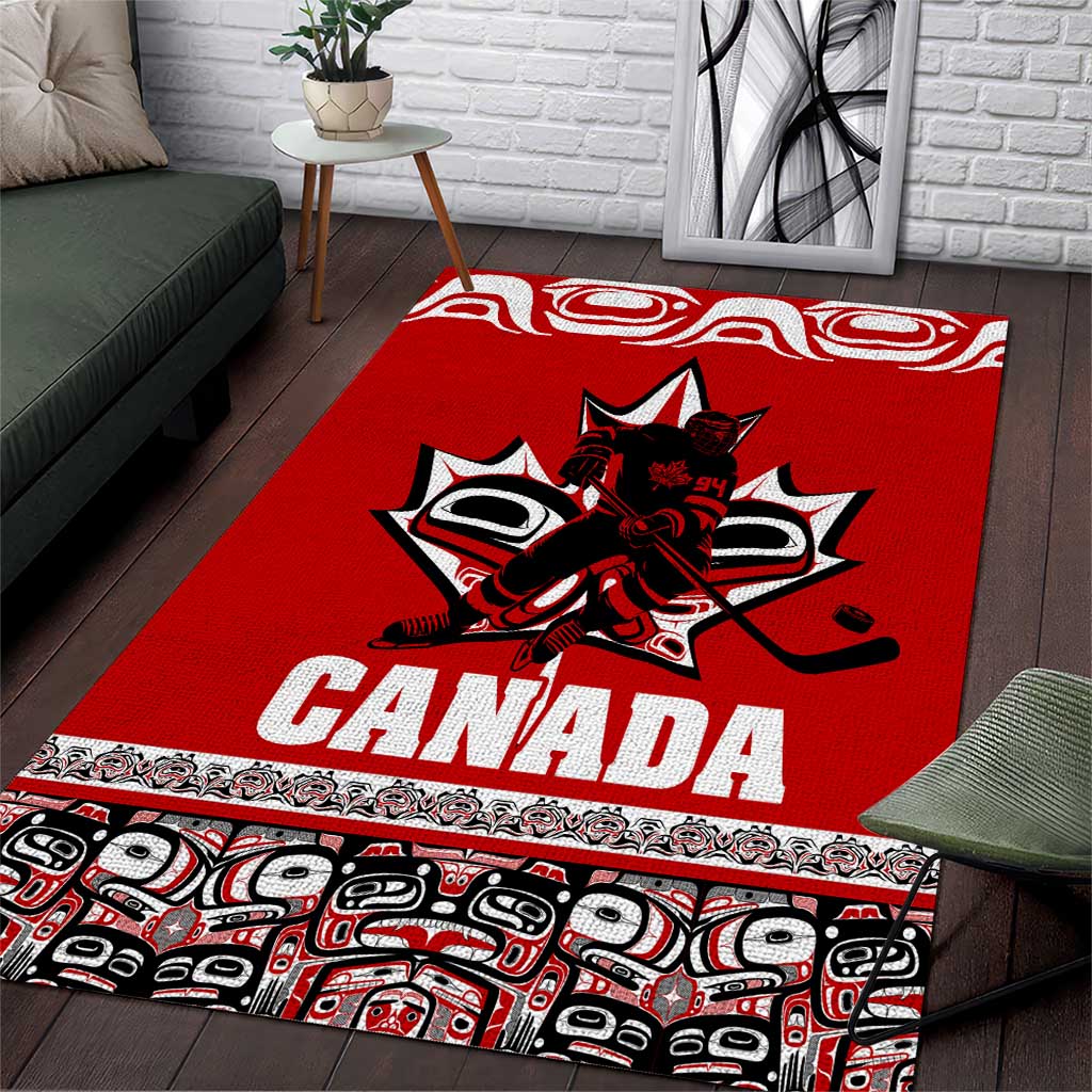 Haida Hockey Canada Area Rug Maple Leaf