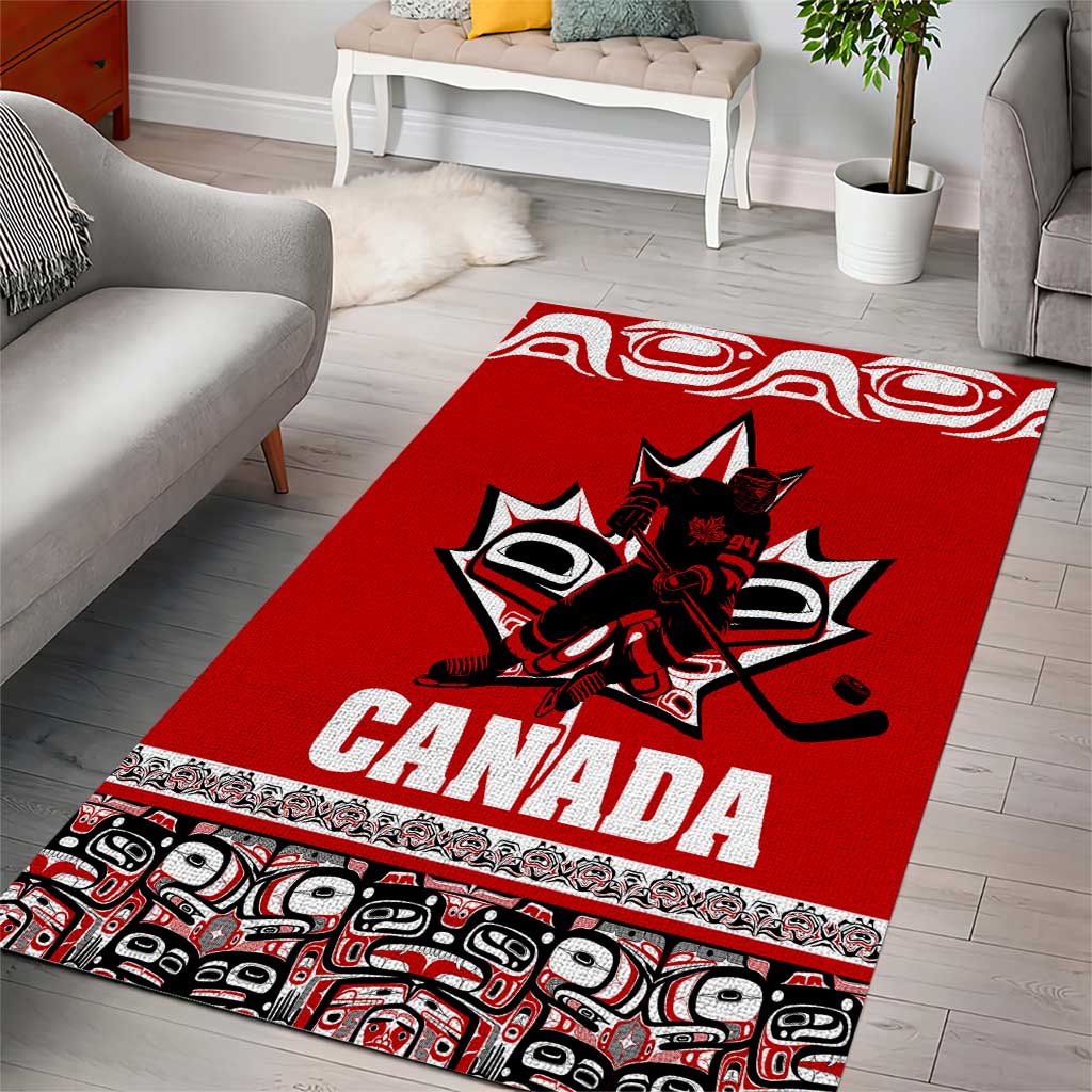 Haida Hockey Canada Area Rug Maple Leaf