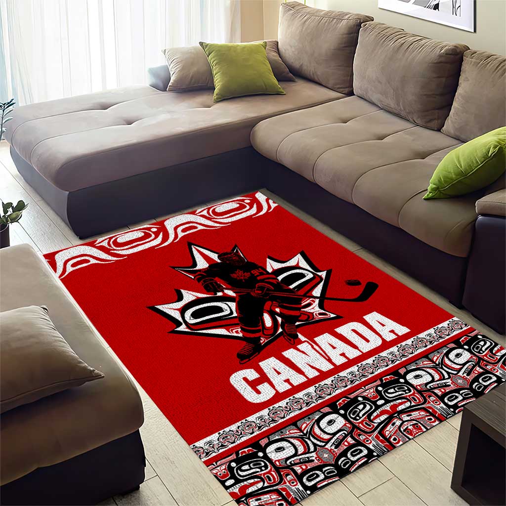 Haida Hockey Canada Area Rug Maple Leaf