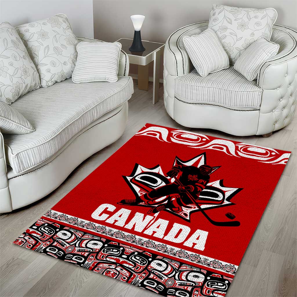 Haida Hockey Canada Area Rug Maple Leaf