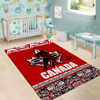 Haida Hockey Canada Area Rug Maple Leaf