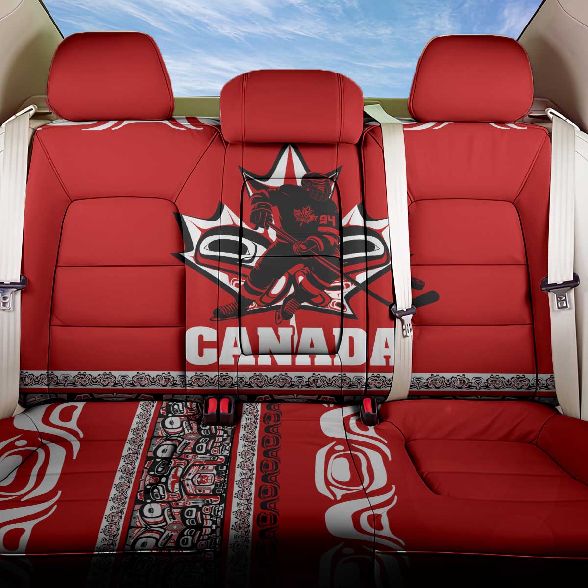 Haida Hockey Canada Back Car Seat Cover Maple Leaf