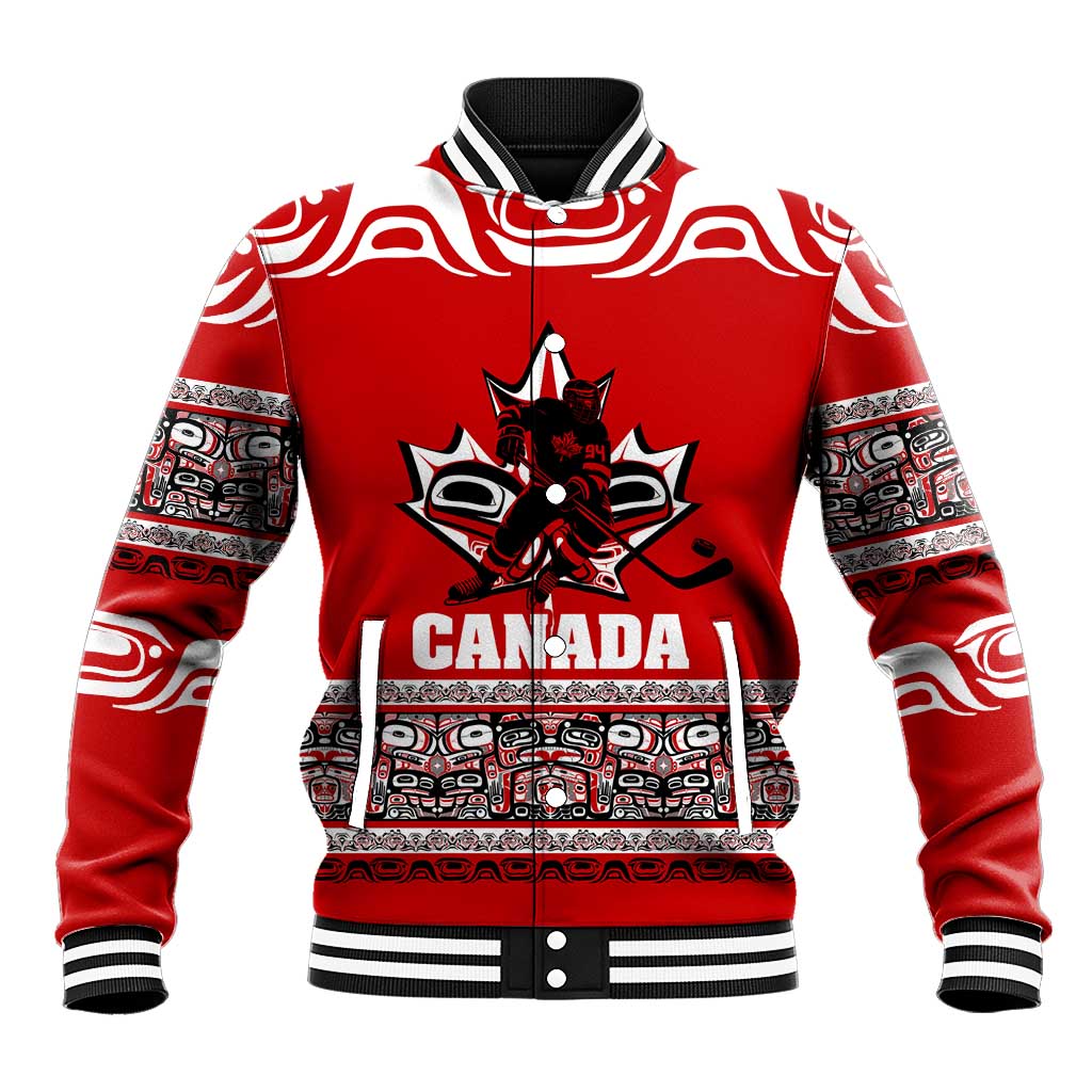 Haida Hockey Canada Baseball Jacket Maple Leaf