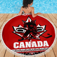 Haida Hockey Canada Beach Blanket Maple Leaf