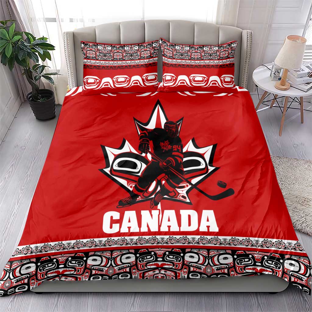 Haida Hockey Canada Bedding Set Maple Leaf
