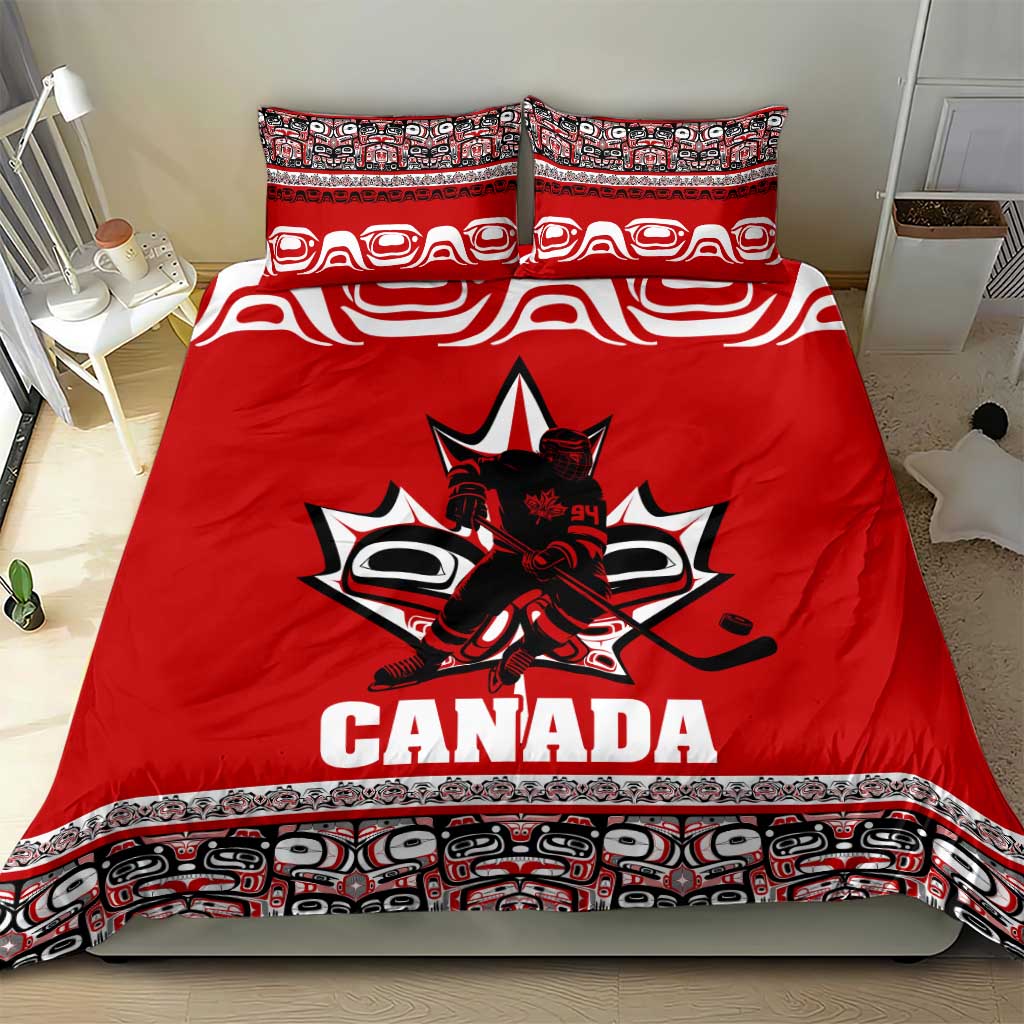 Haida Hockey Canada Bedding Set Maple Leaf