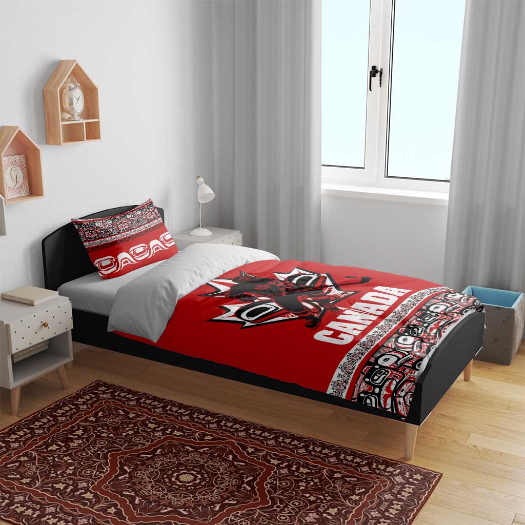 Haida Hockey Canada Bedding Set Maple Leaf