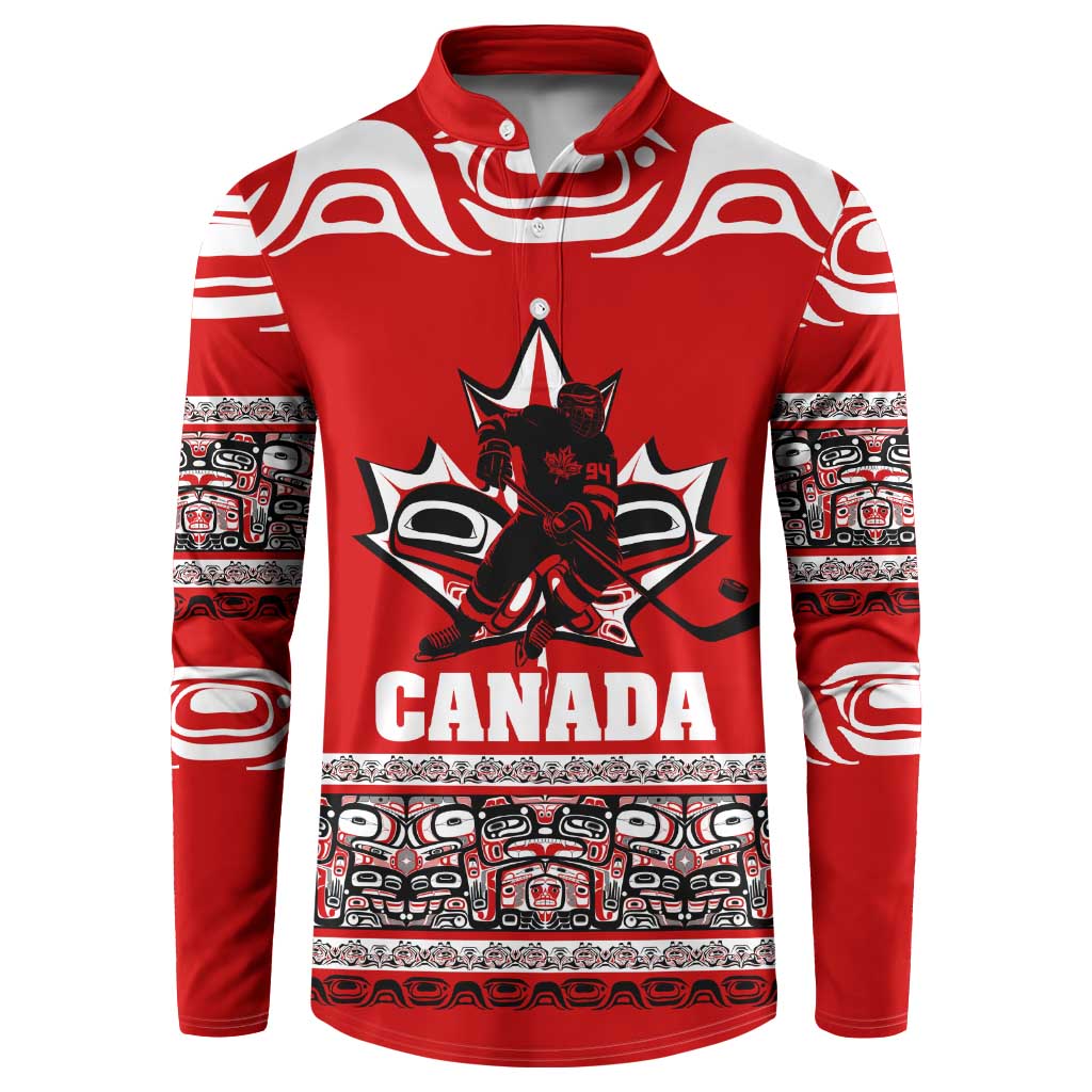 Haida Hockey Canada Button Sweatshirt Maple Leaf
