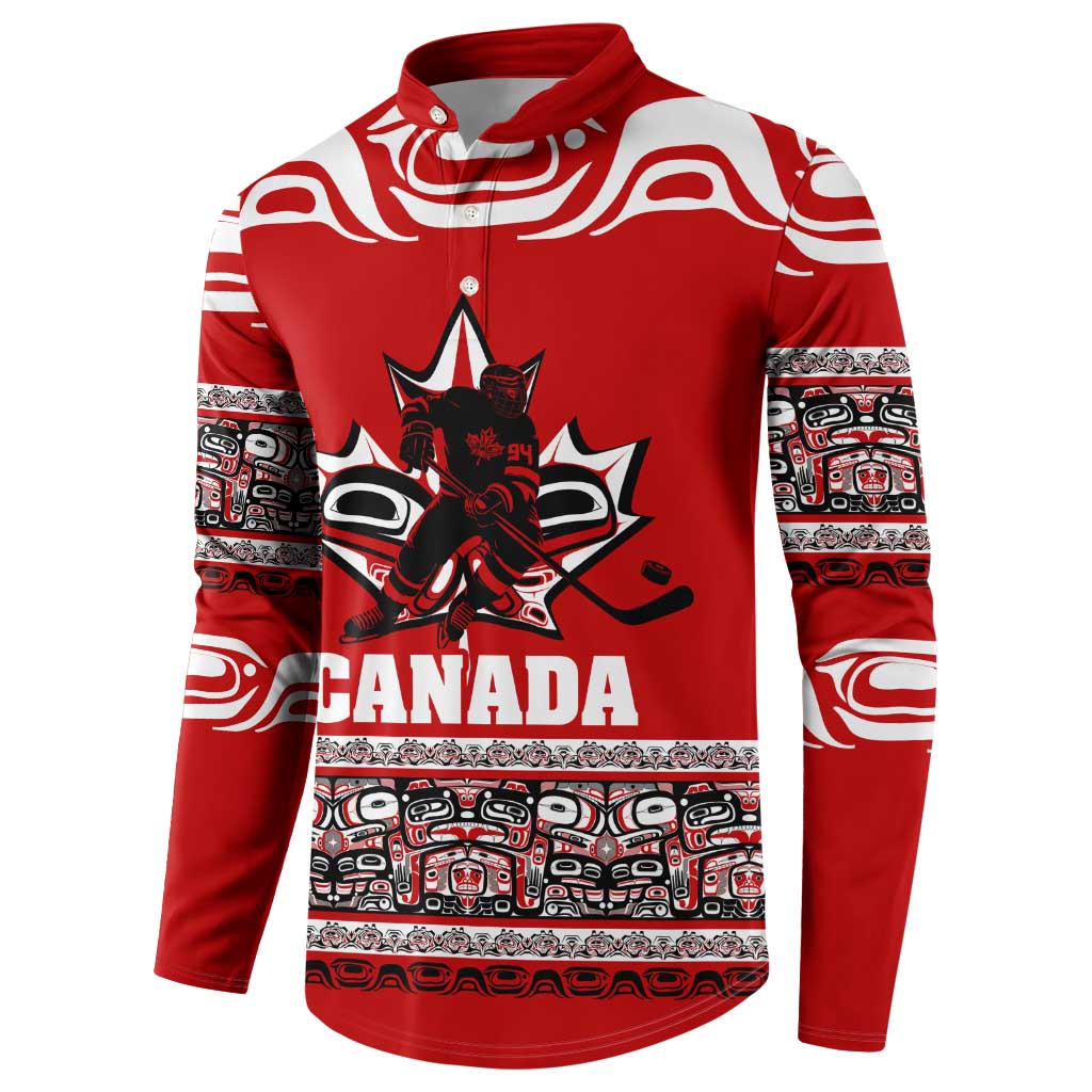 Haida Hockey Canada Button Sweatshirt Maple Leaf