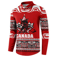 Haida Hockey Canada Button Sweatshirt Maple Leaf