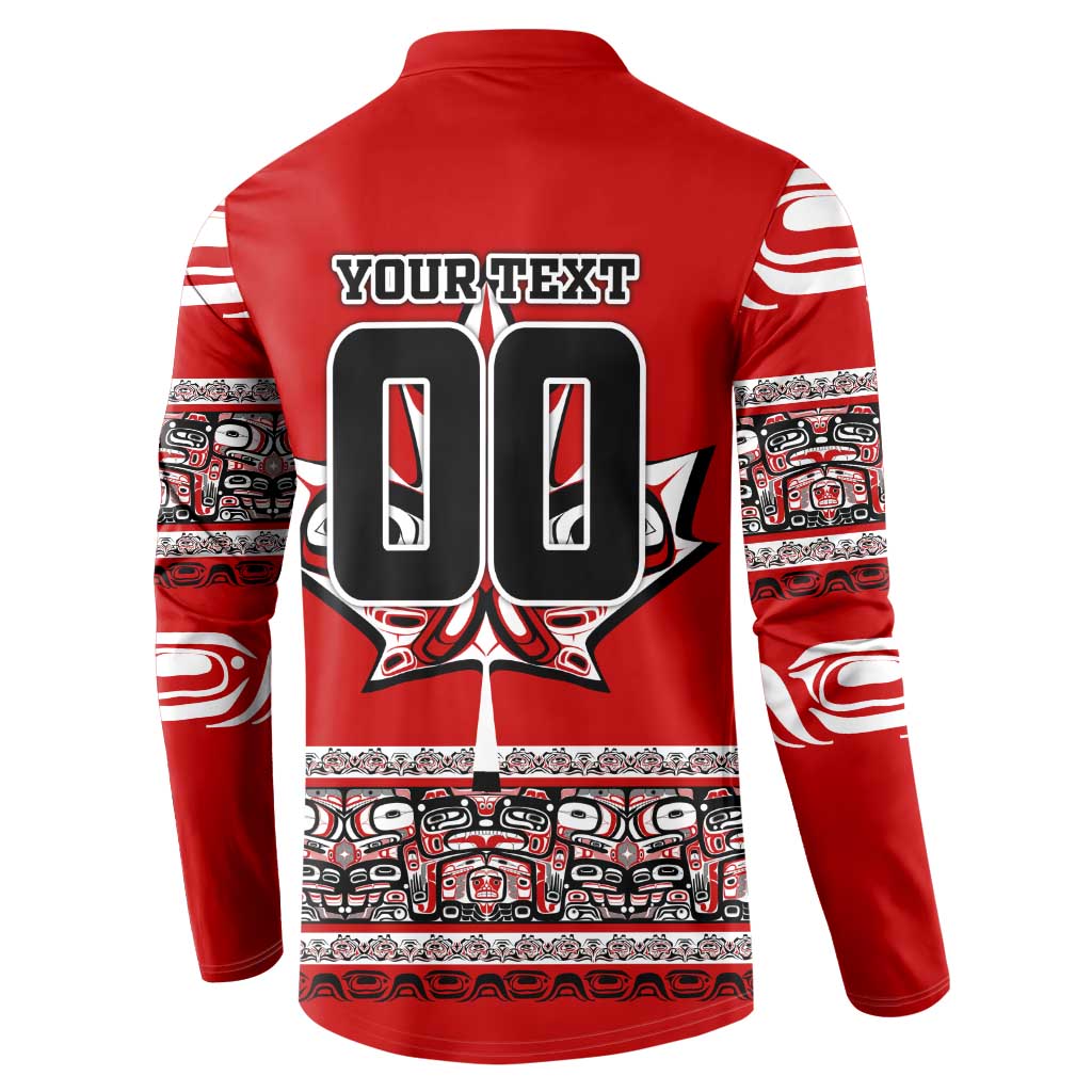 Haida Hockey Canada Button Sweatshirt Maple Leaf