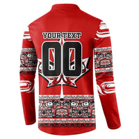 Haida Hockey Canada Button Sweatshirt Maple Leaf