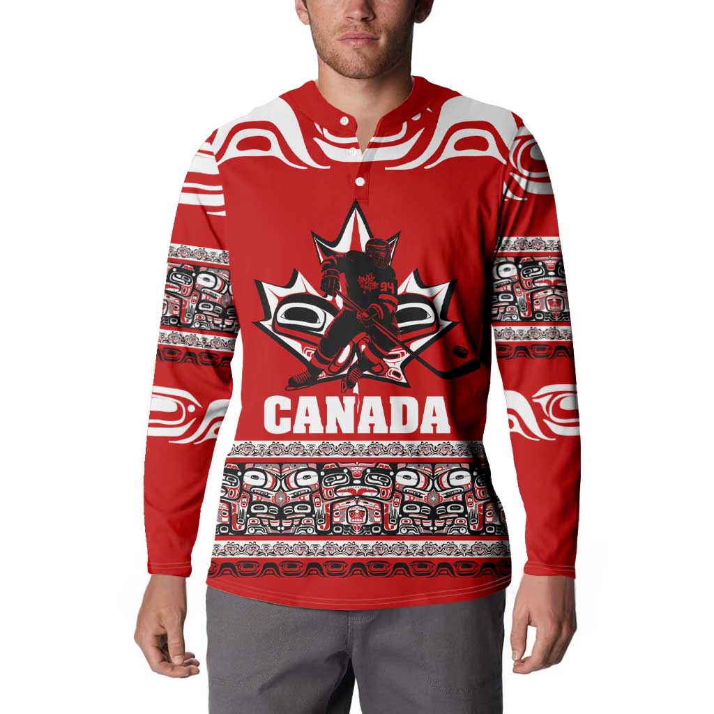 Haida Hockey Canada Button Sweatshirt Maple Leaf