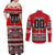 Haida Hockey Canada Couples Matching Off Shoulder Maxi Dress and Long Sleeve Button Shirt Maple Leaf