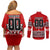 Haida Hockey Canada Couples Matching Off Shoulder Short Dress and Long Sleeve Button Shirt Maple Leaf