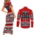 Haida Hockey Canada Couples Matching Short Sleeve Bodycon Dress and Long Sleeve Button Shirt Maple Leaf