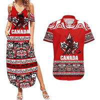 Haida Hockey Canada Couples Matching Summer Maxi Dress and Hawaiian Shirt Maple Leaf