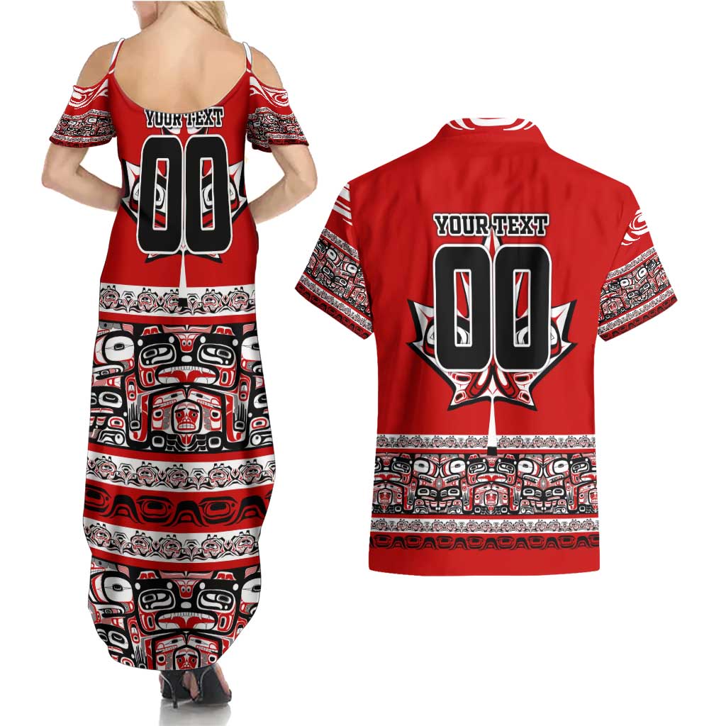 Haida Hockey Canada Couples Matching Summer Maxi Dress and Hawaiian Shirt Maple Leaf