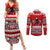 Haida Hockey Canada Couples Matching Summer Maxi Dress and Long Sleeve Button Shirt Maple Leaf