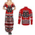 Haida Hockey Canada Couples Matching Summer Maxi Dress and Long Sleeve Button Shirt Maple Leaf