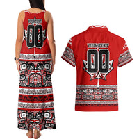 Haida Hockey Canada Couples Matching Tank Maxi Dress and Hawaiian Shirt Maple Leaf