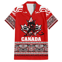 Haida Hockey Canada Family Matching Long Sleeve Bodycon Dress and Hawaiian Shirt Maple Leaf
