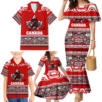 Haida Hockey Canada Family Matching Mermaid Dress and Hawaiian Shirt Maple Leaf