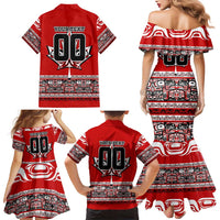 Haida Hockey Canada Family Matching Mermaid Dress and Hawaiian Shirt Maple Leaf