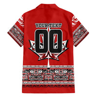 Haida Hockey Canada Family Matching Off The Shoulder Long Sleeve Dress and Hawaiian Shirt Maple Leaf