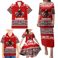 Haida Hockey Canada Family Matching Puletasi and Hawaiian Shirt Maple Leaf