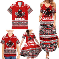 Haida Hockey Canada Family Matching Summer Maxi Dress and Hawaiian Shirt Maple Leaf