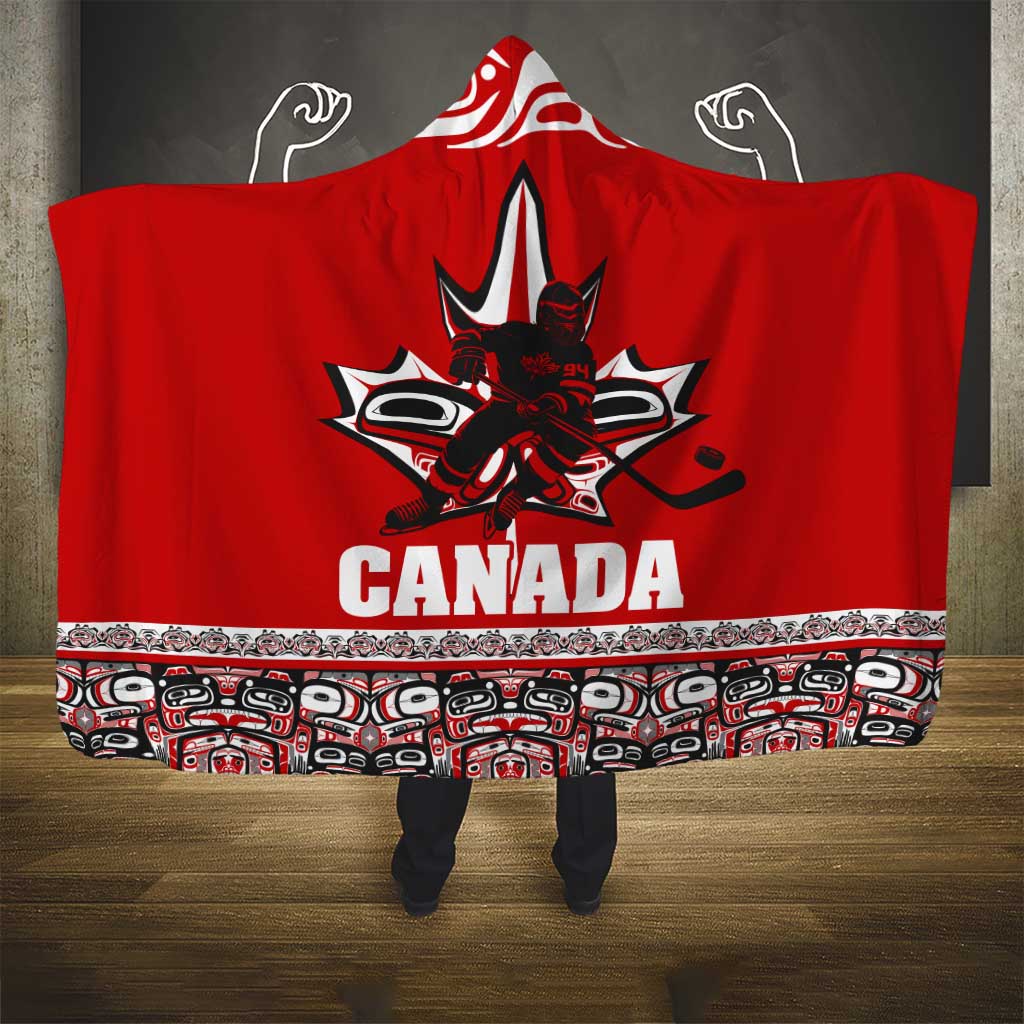 Haida Hockey Canada Hooded Blanket Maple Leaf