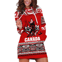 Haida Hockey Canada Hoodie Dress Maple Leaf