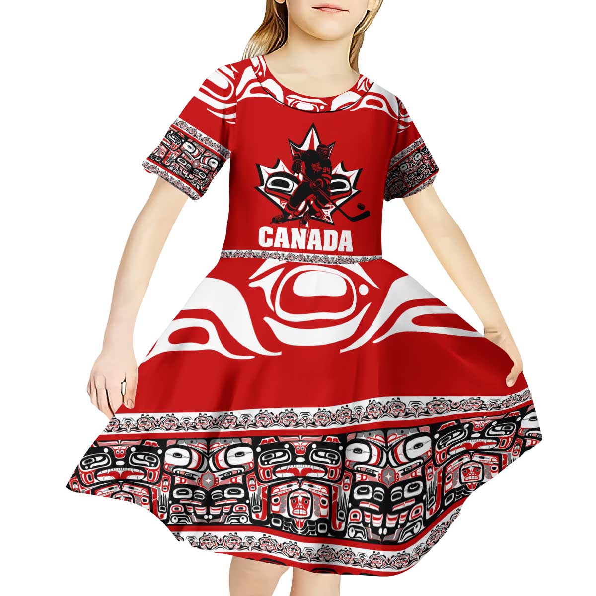 Haida Hockey Canada Kid Short Sleeve Dress Maple Leaf