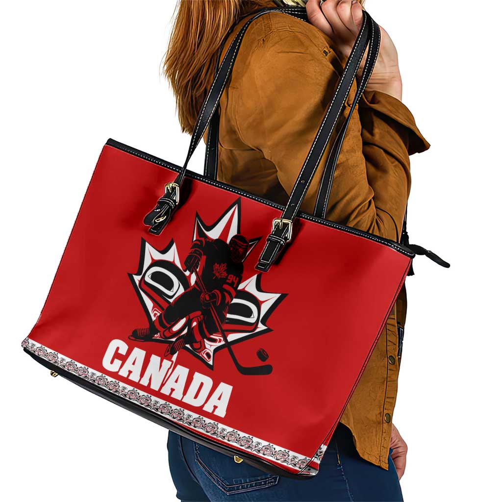 Haida Hockey Canada Leather Tote Bag Maple Leaf