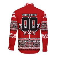 Haida Hockey Canada Long Sleeve Button Shirt Maple Leaf